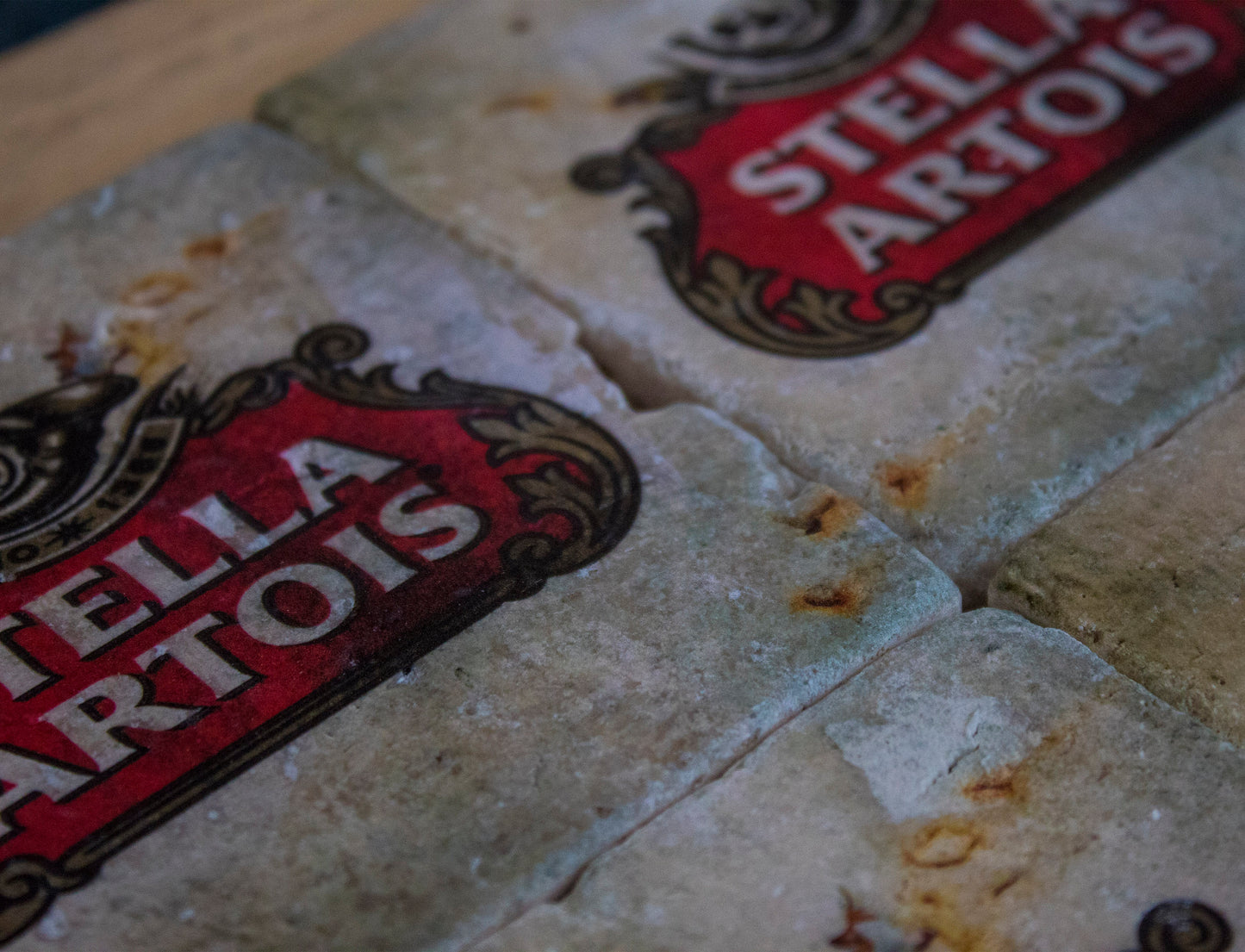 Printed Stone Coasters | Stella Artois (Set Of 4) | Drink Coasters | Natural Coasters