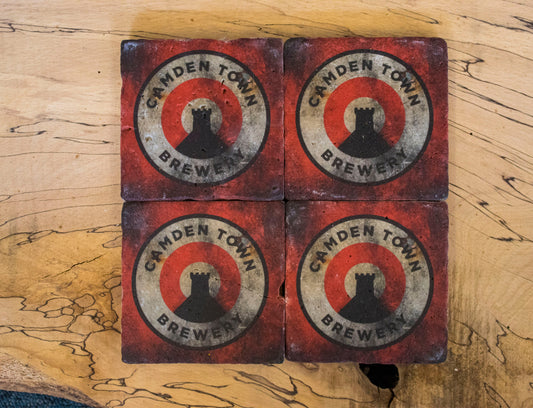 Printed Stone Coasters | Camden Town Brewery (Set Of 4) | Drink Coasters | Natural Coasters