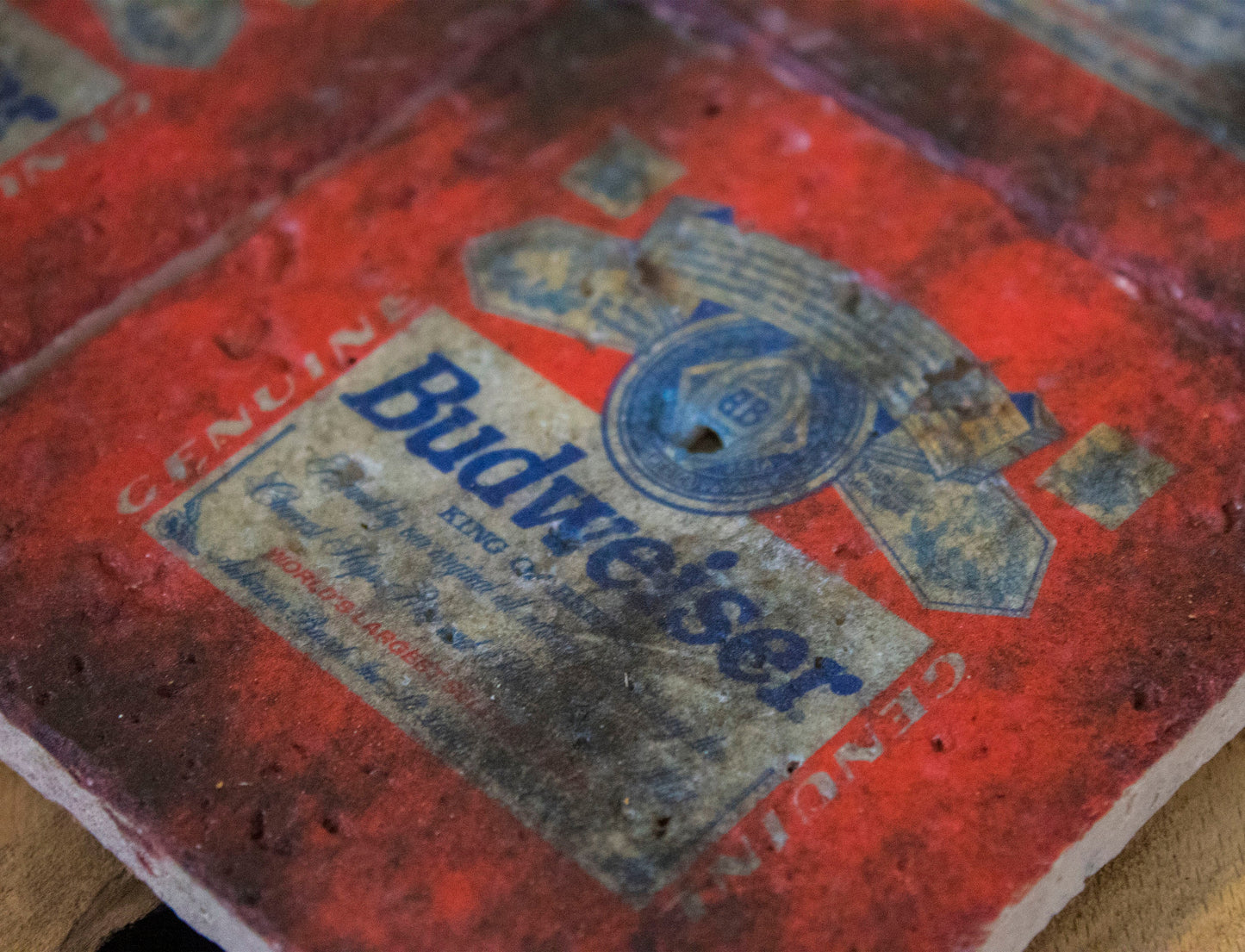 Printed Stone Coasters | Budweiser (Set Of 4) | Drink Coasters | Natural Coasters