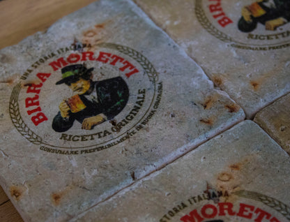 Printed Stone Coasters | Birra Moretti (Set Of 4) | Drink Coasters | Natural Coasters