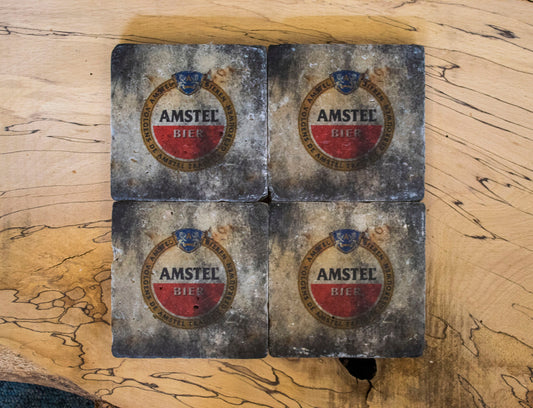 Printed Stone Coasters | Amstel (Set Of 4) | Drink Coasters | Natural Coasters
