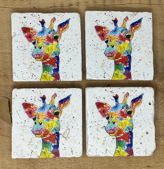 Stone Coasters: Giraffe - Artwork by Katie Goddard  (Set of 4)