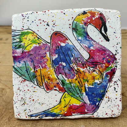Stone Coasters: Swan - Artwork by Katie Goddard  (Set of 4)