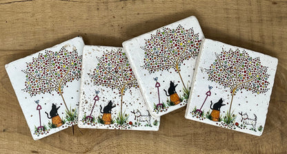 Stone Coasters: Westie - Artwork by Katie Goddard  (Set of 4)