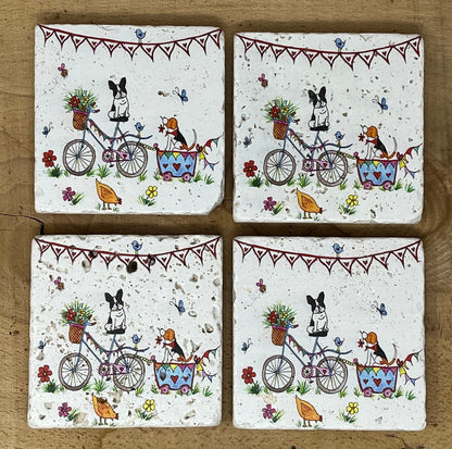 Stone Coasters: French Bulldog - Artwork by Katie Goddard  (Set of 4)