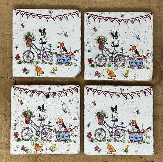 Stone Coasters: French Bulldog - Artwork by Katie Goddard  (Set of 4)
