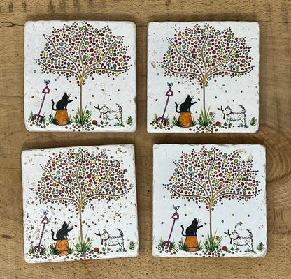 Stone Coasters: Westie - Artwork by Katie Goddard  (Set of 4)
