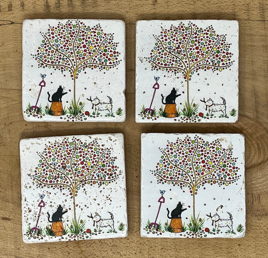 Stone Coasters: Westie - Artwork by Katie Goddard  (Set of 4)