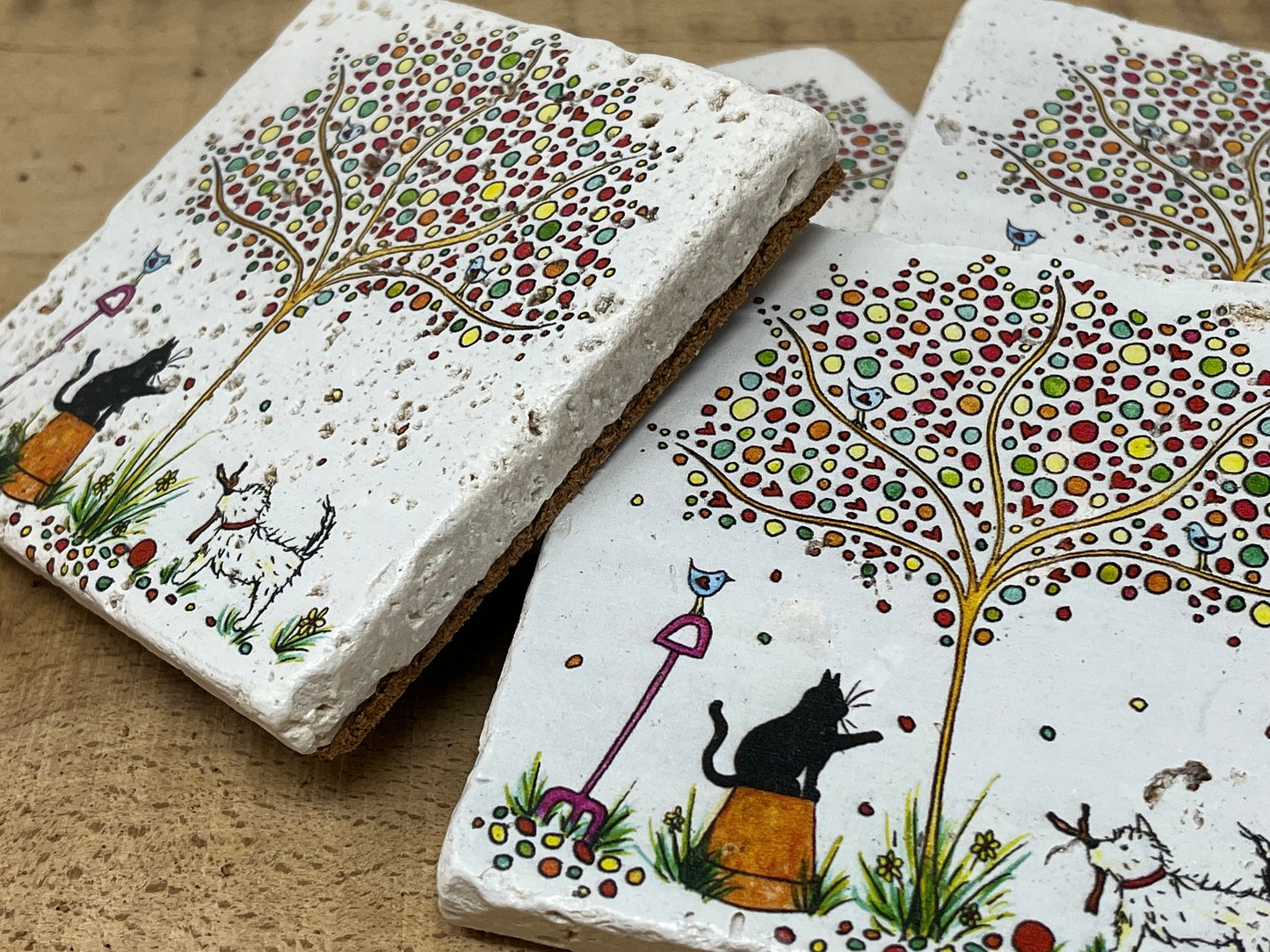 Stone Coasters: Westie - Artwork by Katie Goddard  (Set of 4)