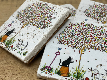 Stone Coasters: Westie - Artwork by Katie Goddard  (Set of 4)