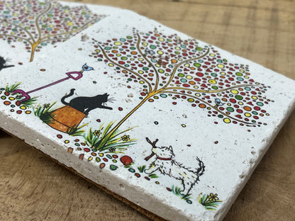 Stone Coasters: Westie - Artwork by Katie Goddard  (Set of 4)