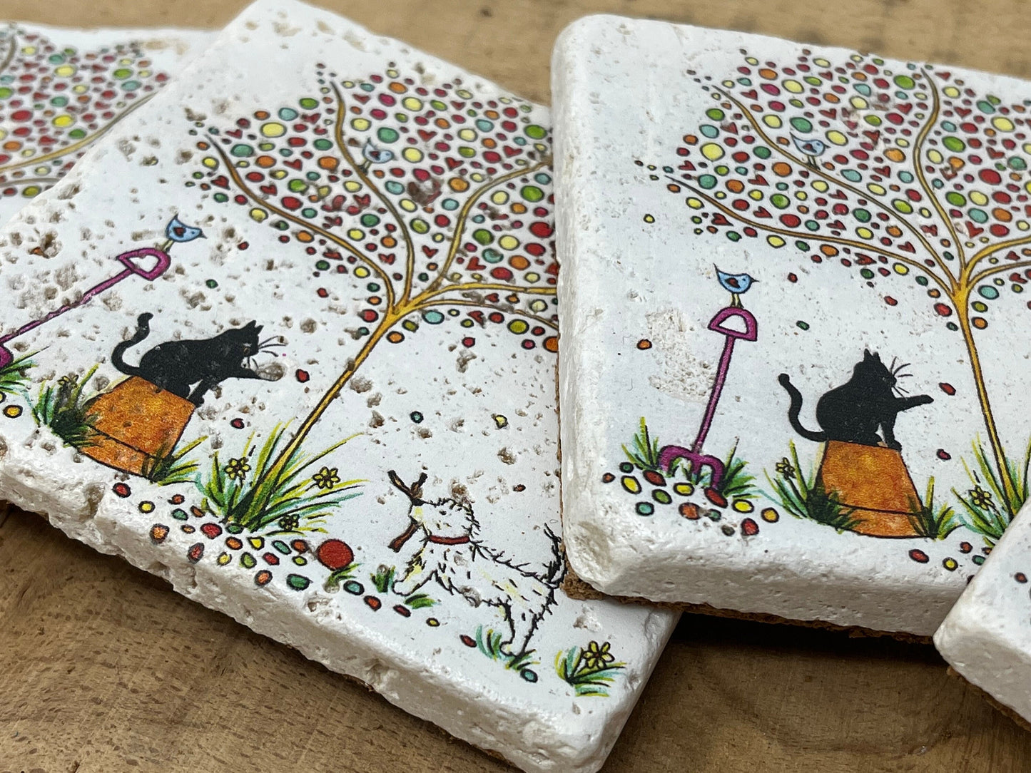 Stone Coasters: Westie - Artwork by Katie Goddard  (Set of 4)