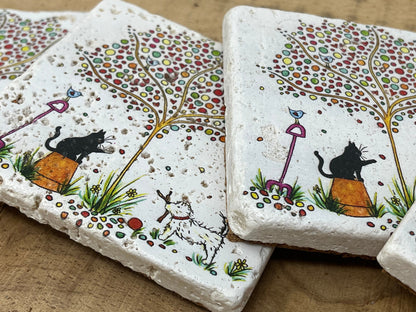 Stone Coasters: Westie - Artwork by Katie Goddard  (Set of 4)