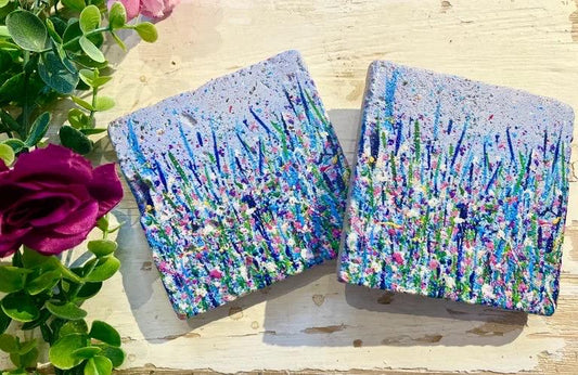 Stone Coasters: Sweetpea - Artwork by Katie Goddard  (Set of 4)