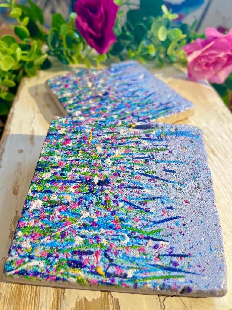 Stone Coasters: Sweetpea - Artwork by Katie Goddard  (Set of 4)
